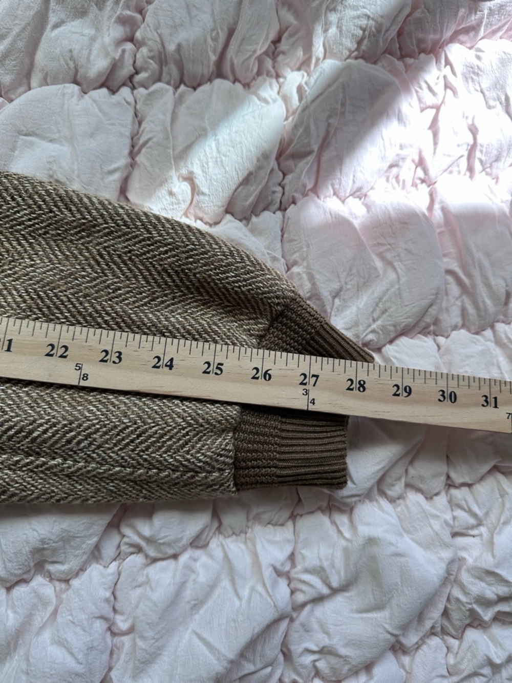 Polo Ralph Lauren Tweed Bomber Jacket Tan Brown Linen Blend Herringbone Men’s M - Picture 7 of 7